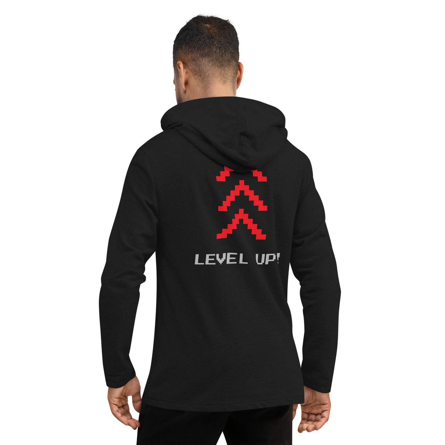 Level Up Black Unisex Lightweight Hoodie