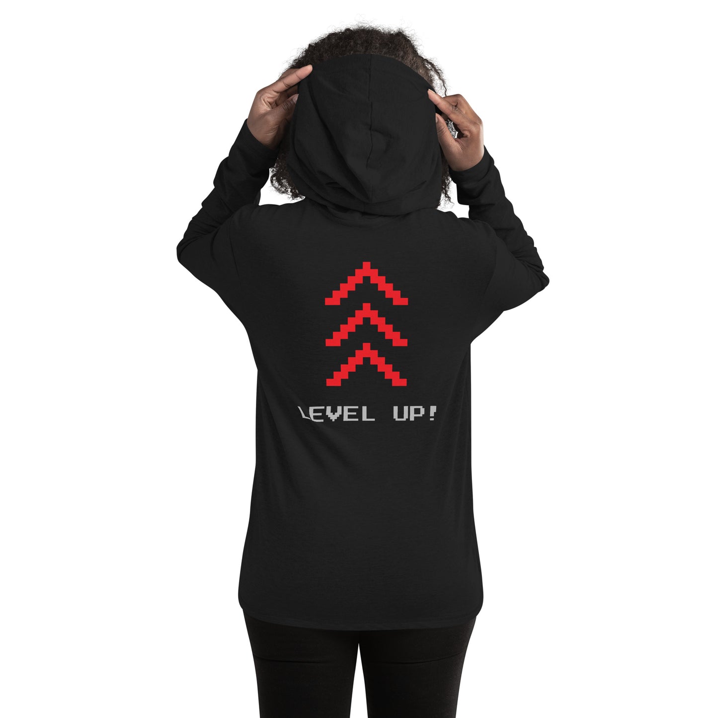 Level Up Black Unisex Lightweight Hoodie