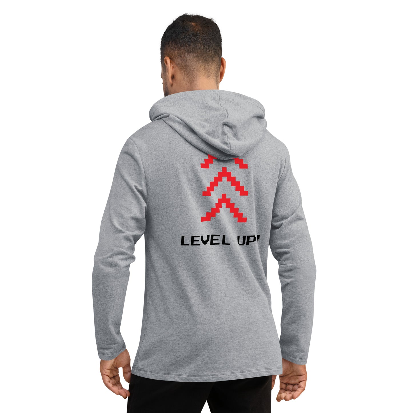 "Level Up" Grey Unisex Lightweight Hoodie